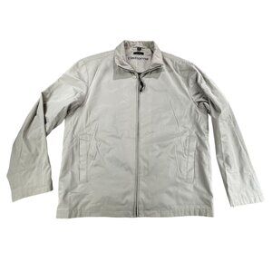 Claiborne Poly Tech Jacket Mens M Light Beige Polyester Zip Front Coat